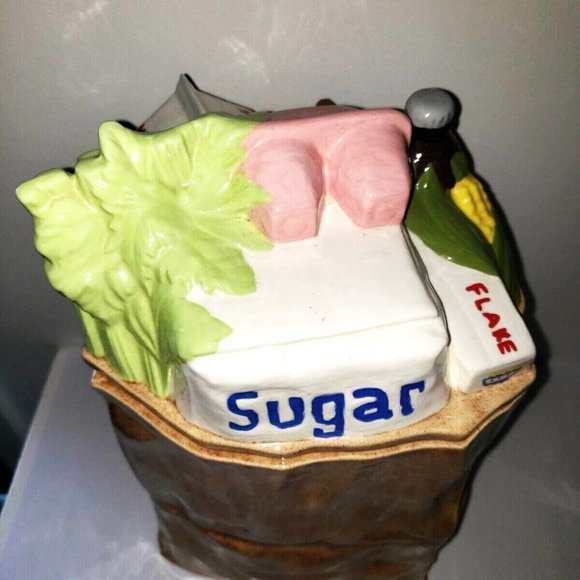Vintage 1978 Large Ceramic Paper Grocery Bag Cookie Jar - Picture 6 of 13